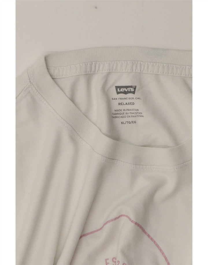 Levi's T-Shirt Graphique Top XL Homme Blanc Coton