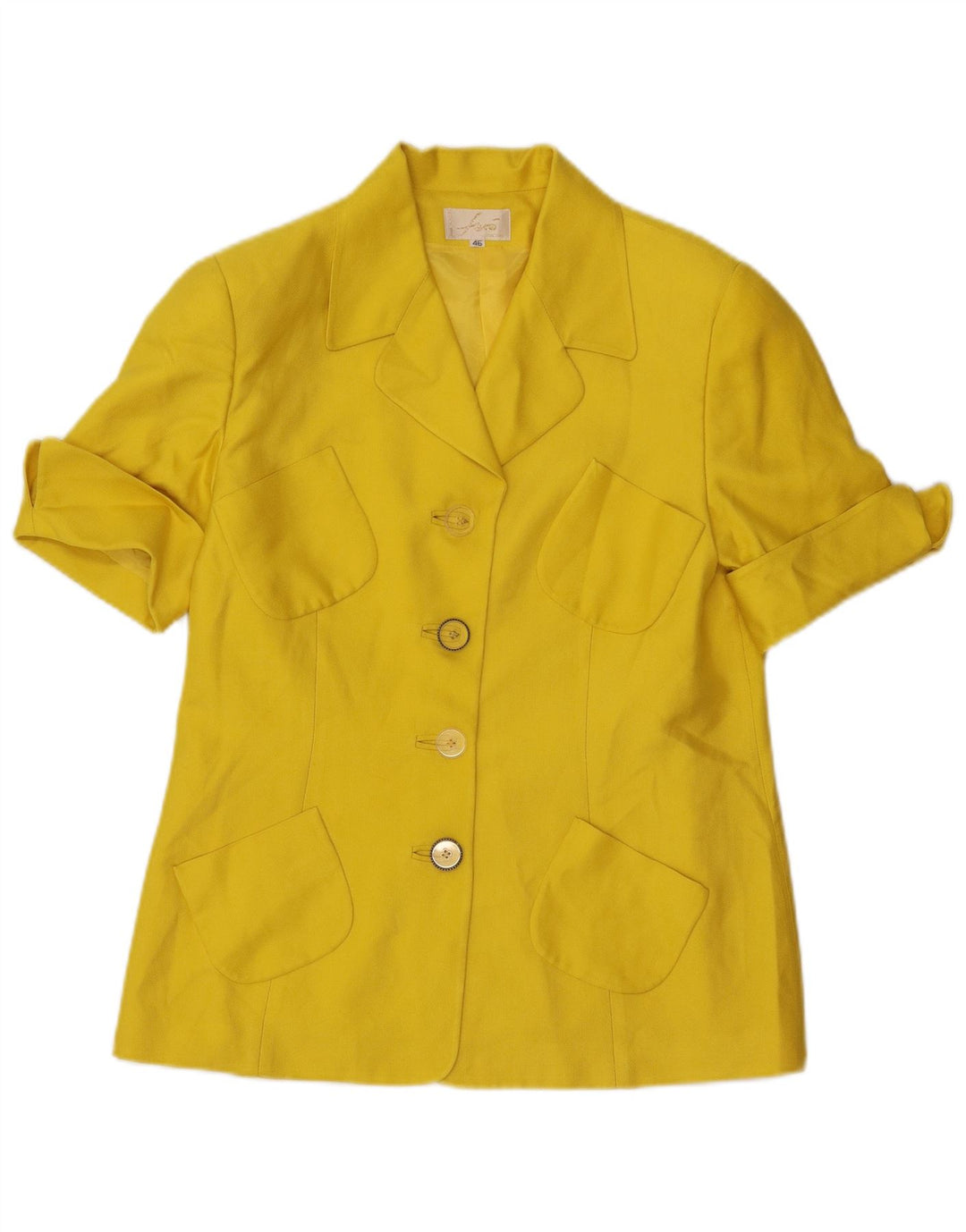 vintage Womens 4 Bouton 2 Pièces Jupe Set IT 46 Large W32 Soie Jaune