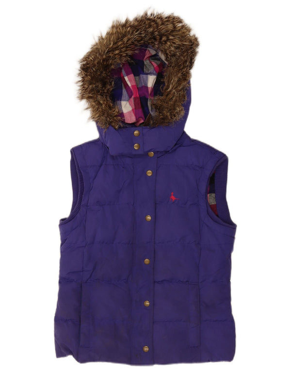 Jack Wills Gilet rembourré à capuche pour femme UK 8 Small Violet