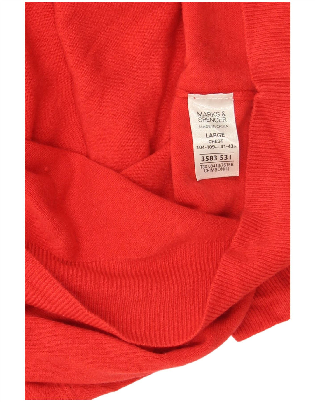Marks & Spencer Pull à col en V Blue Harbour pour hommes, grand rouge, acrylique
