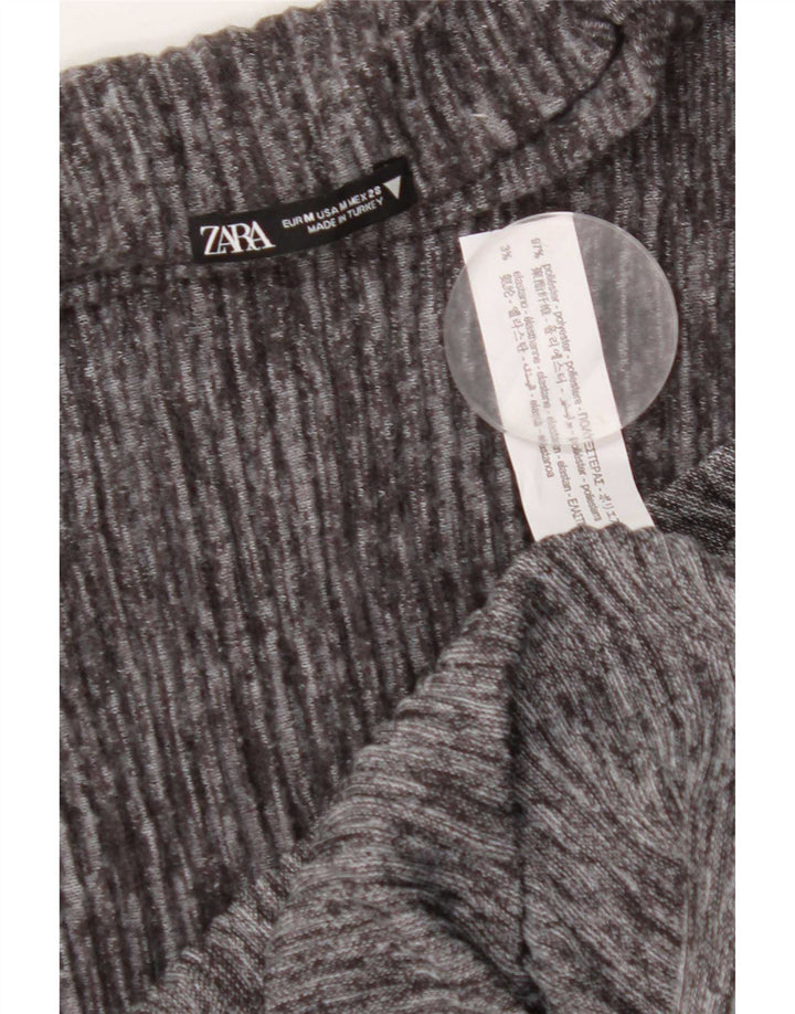 Zara Femme Robe Maxi Sans Manches UK 12 Gris Moyen Polyester