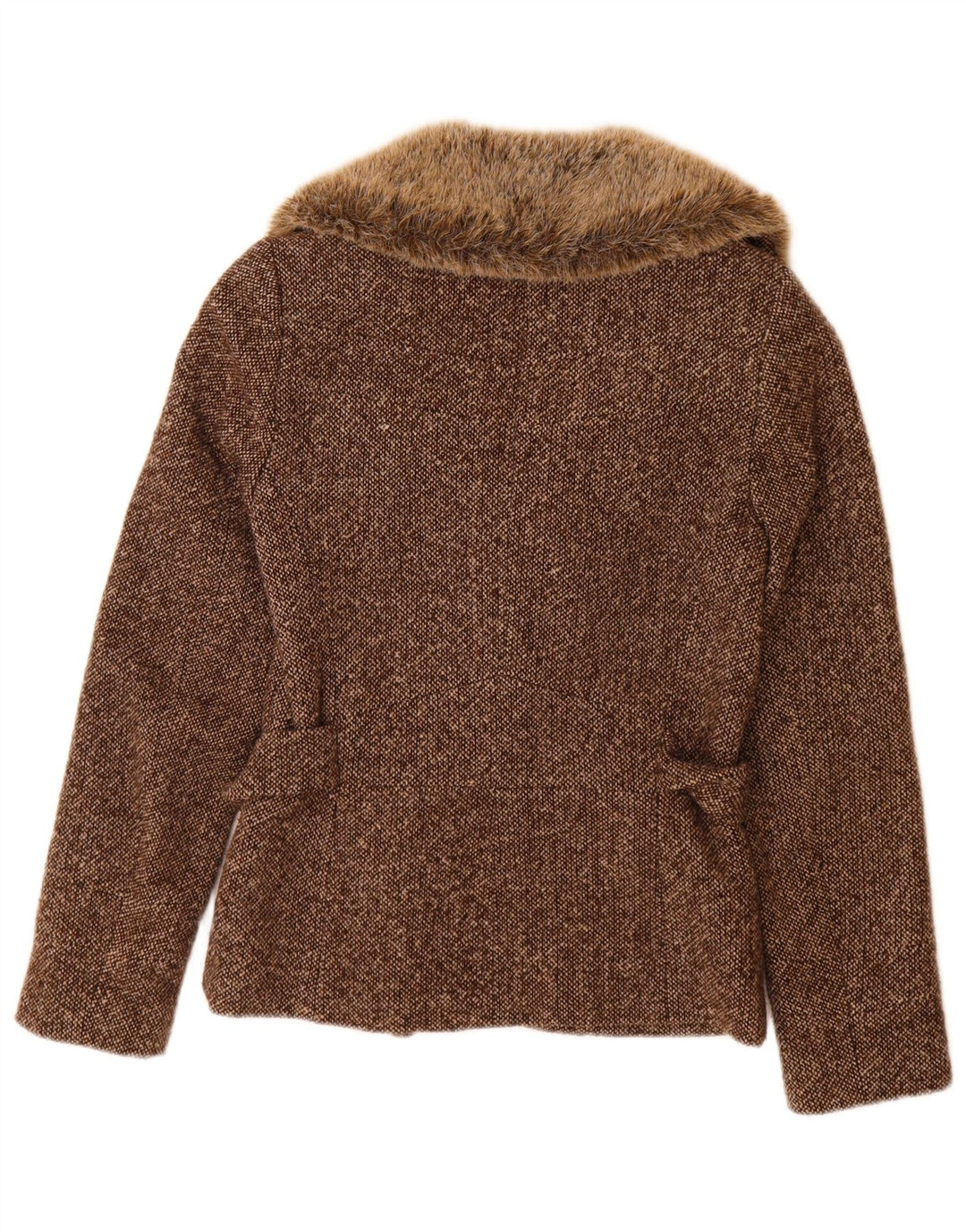 Bay Veste Blazer 1 Bouton pour Femme UK 10 Petite Laine Mouchetée Marron