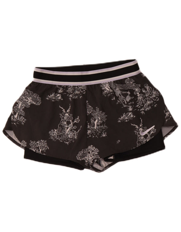 Nike Short de sport Dri Fit Graphic pour femme UK 14 Noir moyen Polyester