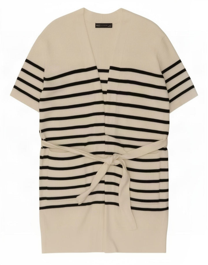 Marks & Spencer Pull cardigan long pour femme UK 14 Medium Off White