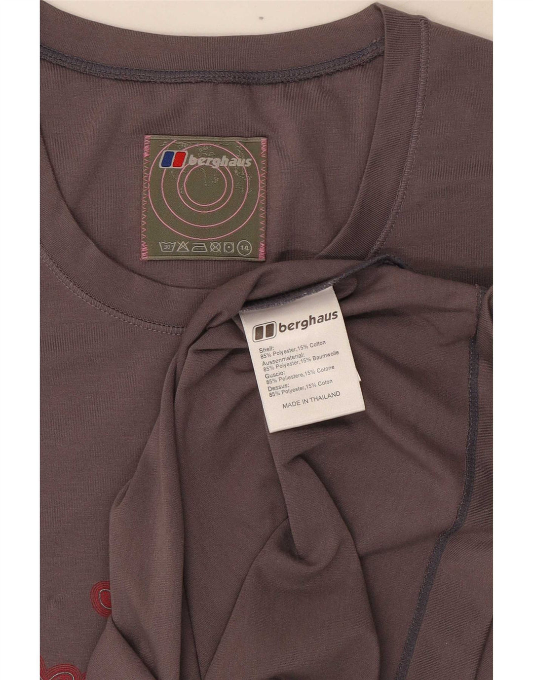 Berghaus T-Shirt Graphique Femme UK 14 Gris Moyen Polyester