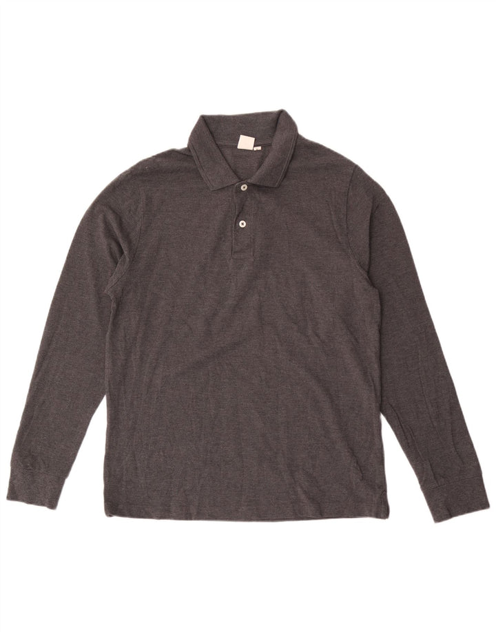 John Lewis Polo à manches longues pour homme en coton gris moyen