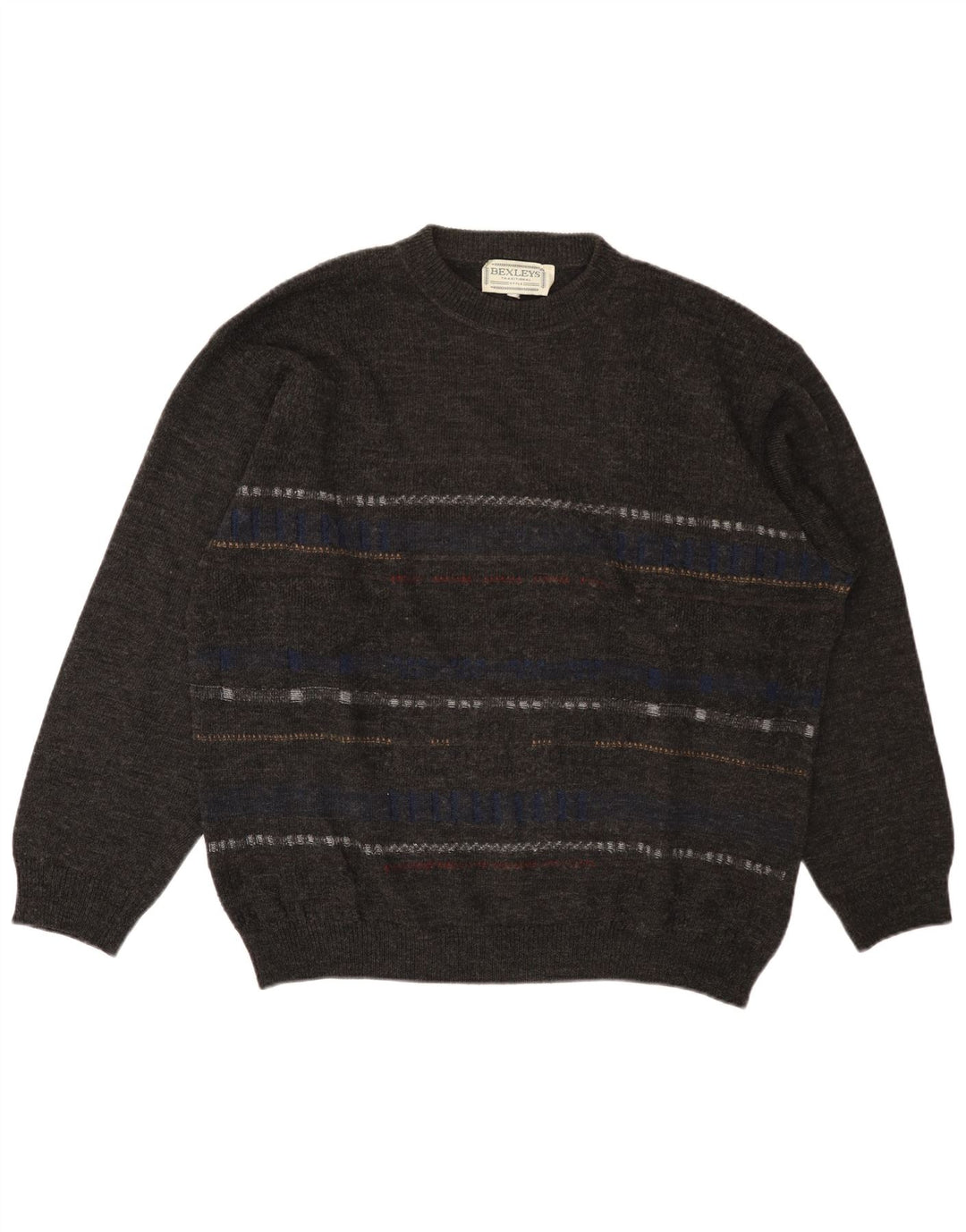 BEXLEYS Pull col rond homme XL gris rayé polyacrylique