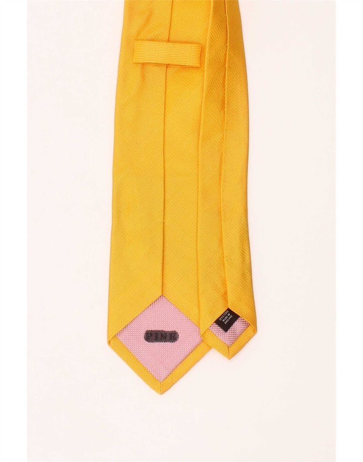 Cravate Homme Rose Taille Unique L54 Soie Jaune