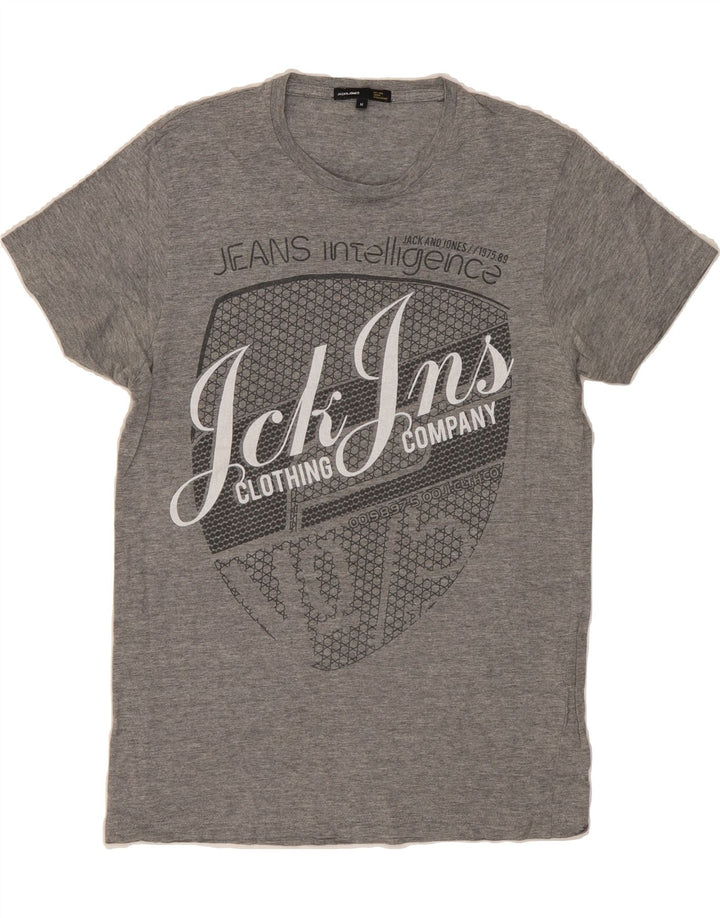 JACK & JONES Mens Graphic T-Shirt Top Medium Grey Vintage Jack & Jones and Second-Hand Jack & Jones from Messina Hembry 
