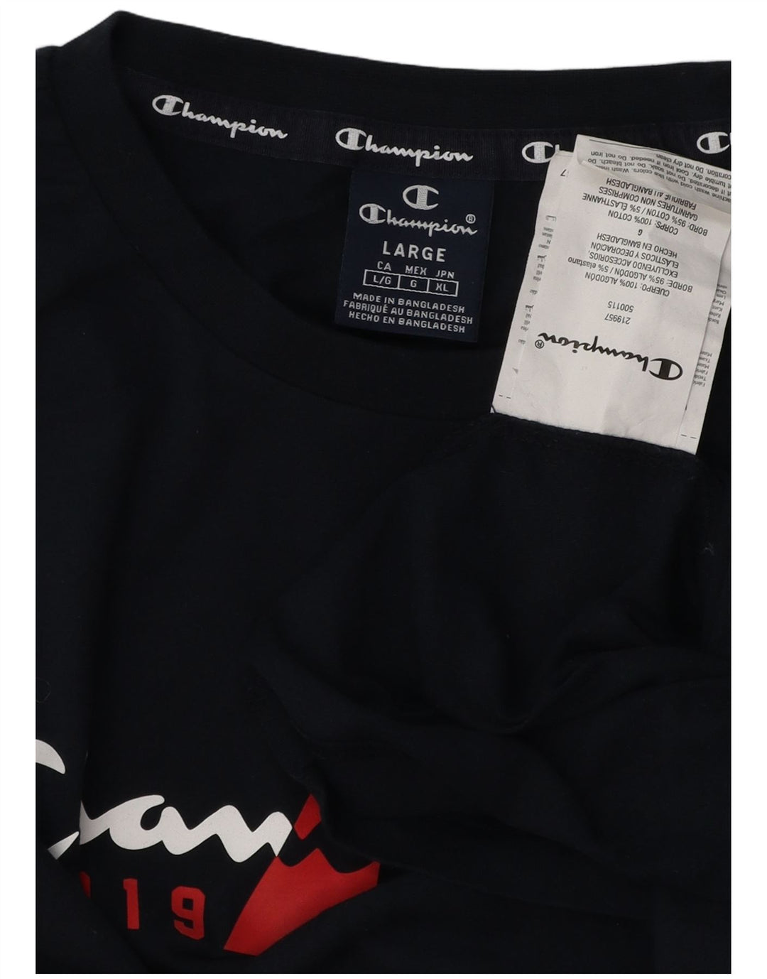 CHAMPION Haut graphique à manches longues pour homme en coton bleu marine