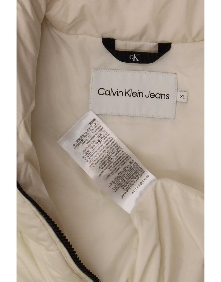 Calvin Klein Jeans Veste matelassée graphique pour femme UK 18 XL Blanc Polyester