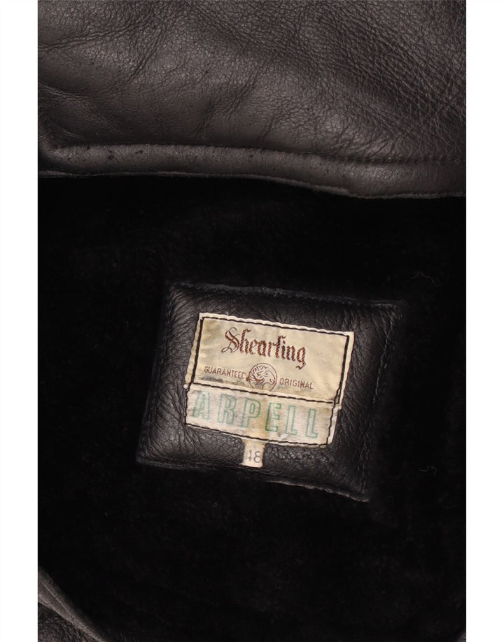 veste en peau de mouton vintage pour hommes IT 48 Noir moyen
