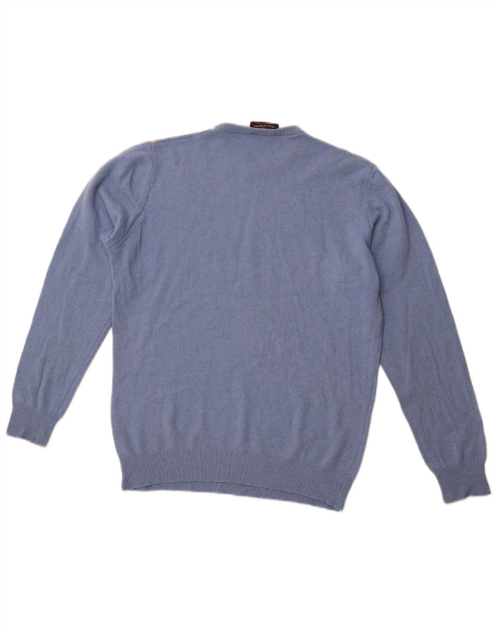 MALAGRIDA Pull à col rond pour homme, grand, bleu, argyle/diamant