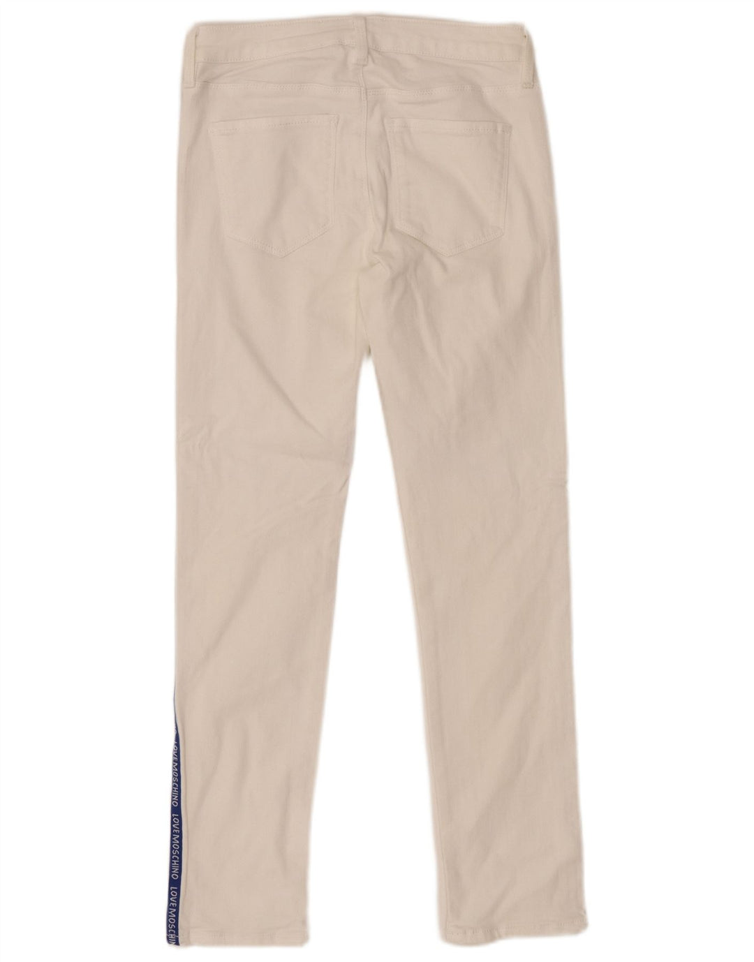 MOSCHINO Jean Skinny Graphique Femme W26 L26 Blanc