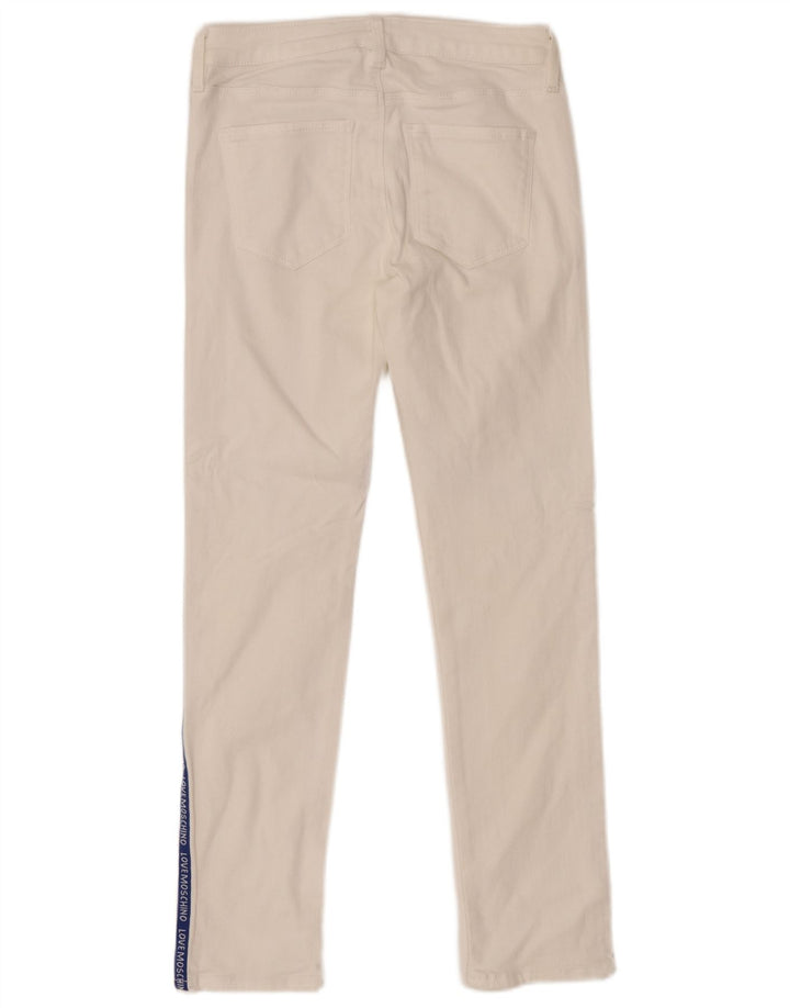 MOSCHINO Jean Skinny Graphique Femme W26 L26 Blanc