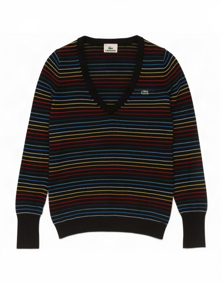 Lacoste Pull col V femme taille 38 moyen rayé multicolore