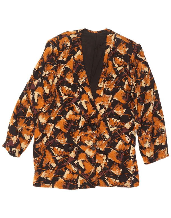 Enrico Coveri Veste Blazer Femme UK 14 Grand Marron Géométrique
