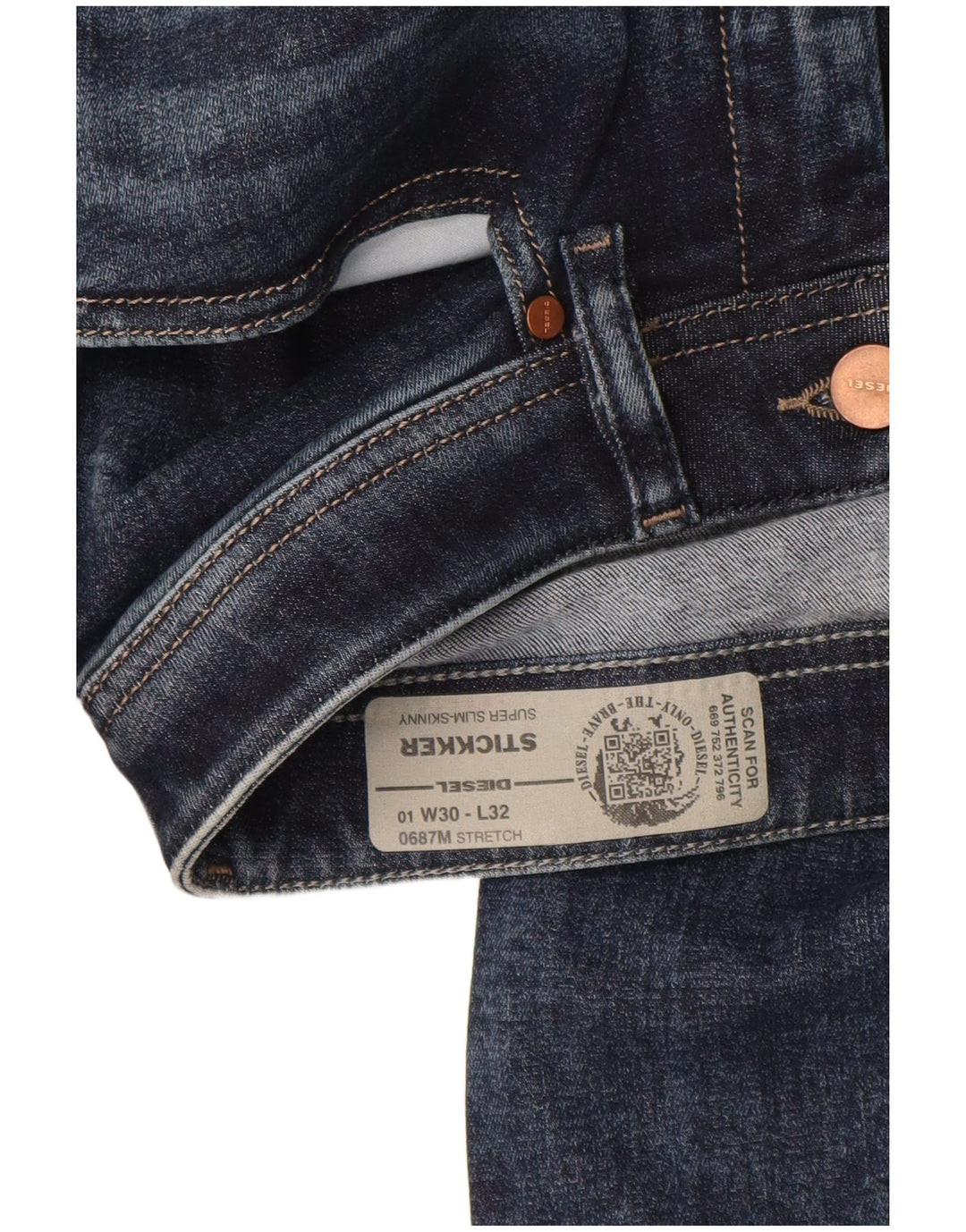 DIESEL Femme Stickker Super Slim Jean Skinny W30 L30 Bleu Marine Coton