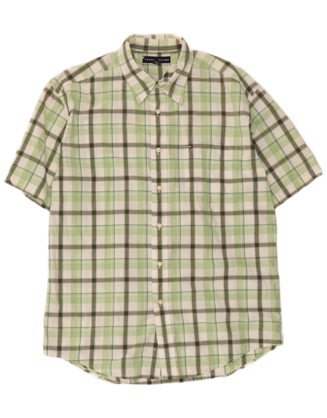 Tommy Hilfiger Chemise à manches courtes pour hommes Grand carreaux verts