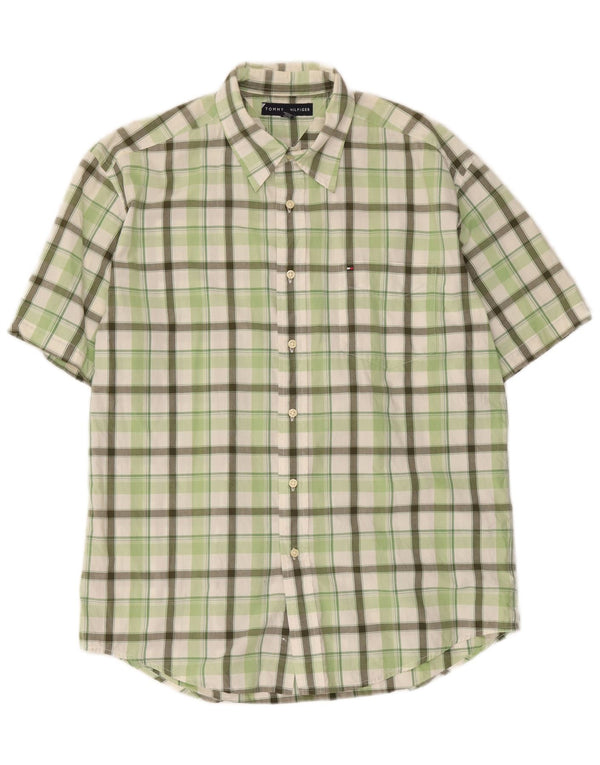 Tommy Hilfiger Chemise à manches courtes pour hommes Grand carreaux verts