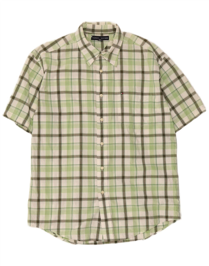 Tommy Hilfiger Chemise à manches courtes pour hommes Grand carreaux verts