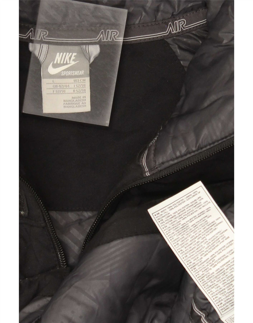 Nike Veste matelassée à capuche graphique pour homme UK 42/44 Large Noir Polyester
