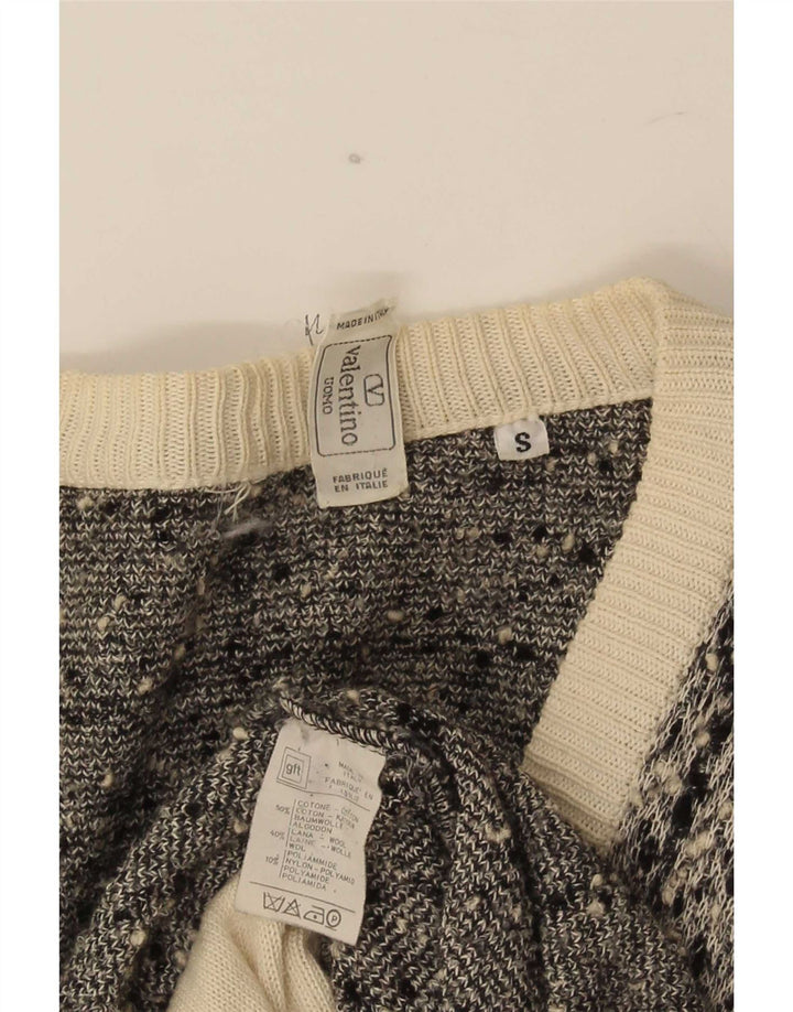 Valentino Cardigan Pull Petit Gris Carreaux Coton Homme