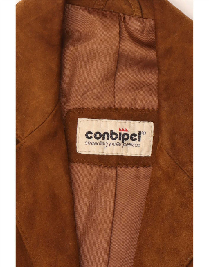 Conbipel Veste en Daim Femme IT 42 Cuir à Chevrons Beige Moyen