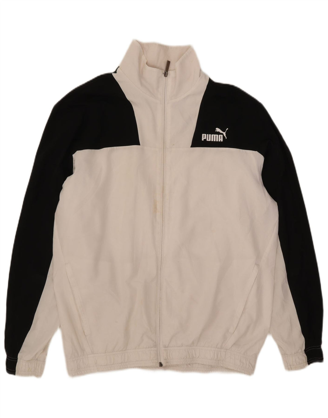 Puma Veste de survêtement pour homme Large Blanc Colorblock Polyester