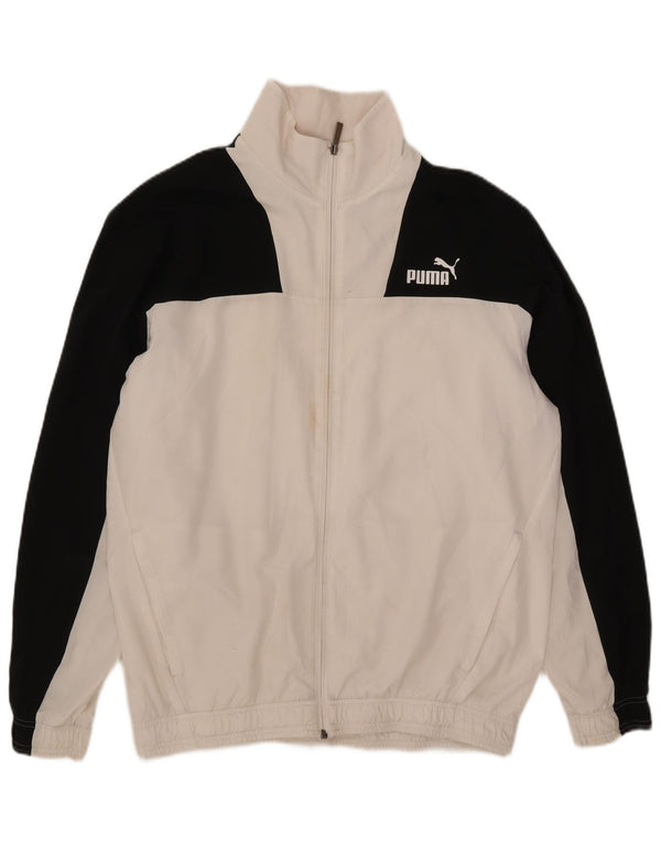 Puma Veste de survêtement pour homme Large Blanc Colorblock Polyester