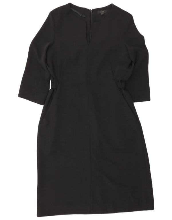 Cos Womens 3/4 Sleeve Sheath Dress EU 38 Medium Black Polyester