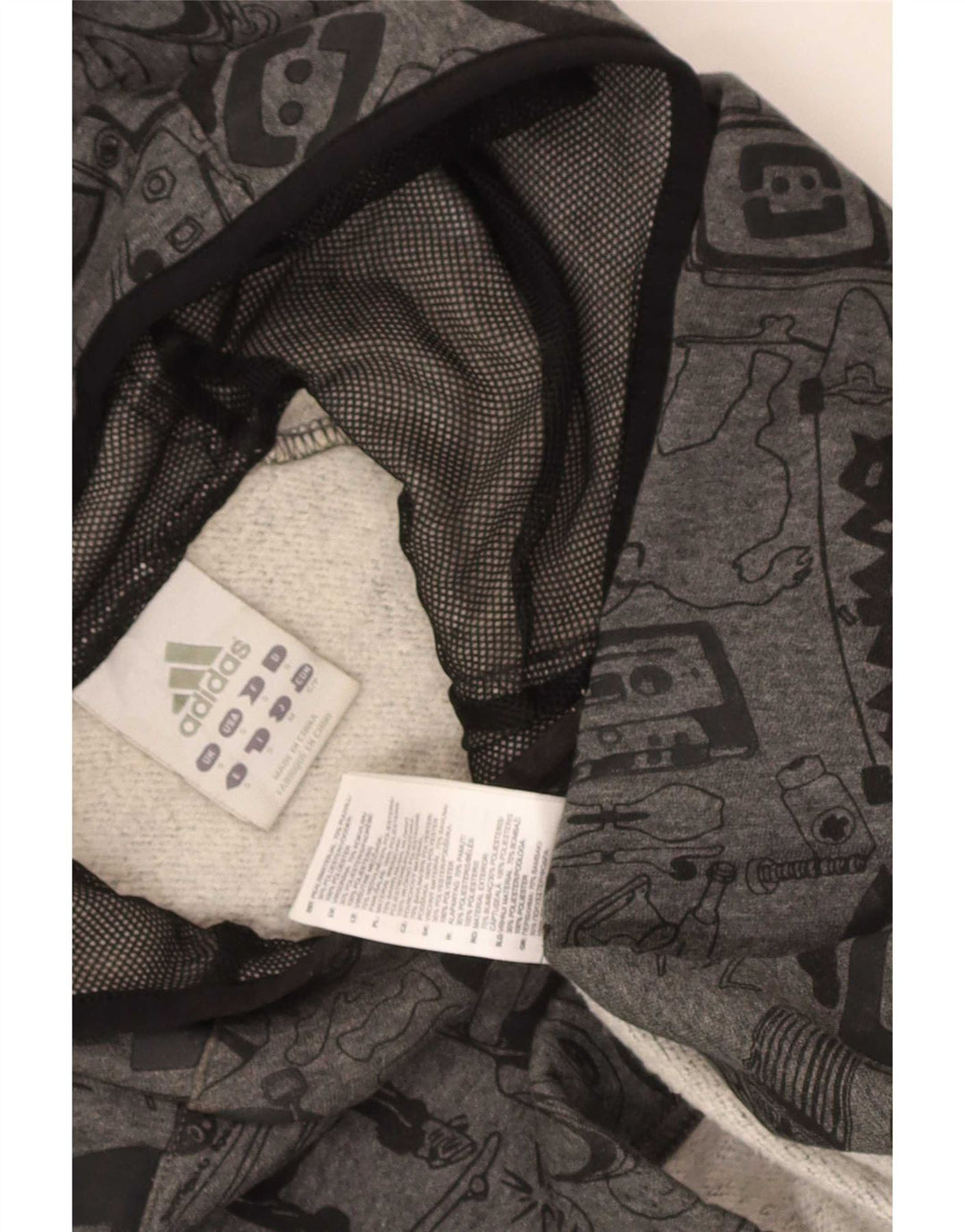 Adidas Pull à capuche graphique à motif abstrait pour hommes, petit coton gris