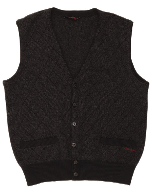 Paul & Shark Pull Cardigan sans Manches Homme Petit Gris Argyle/Diamant