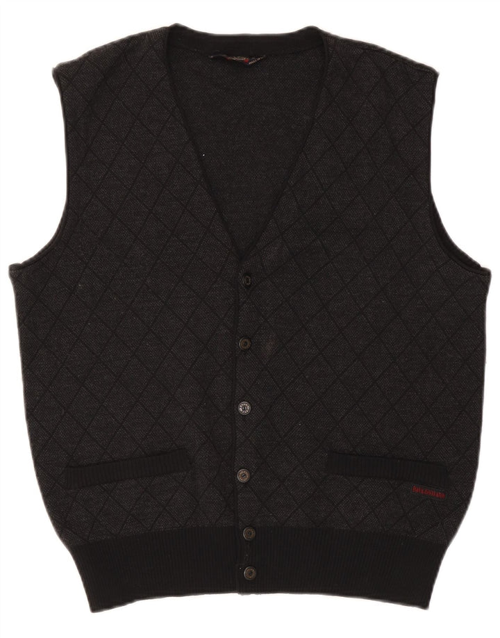 Paul & Shark Pull Cardigan sans Manches Homme Petit Gris Argyle/Diamant