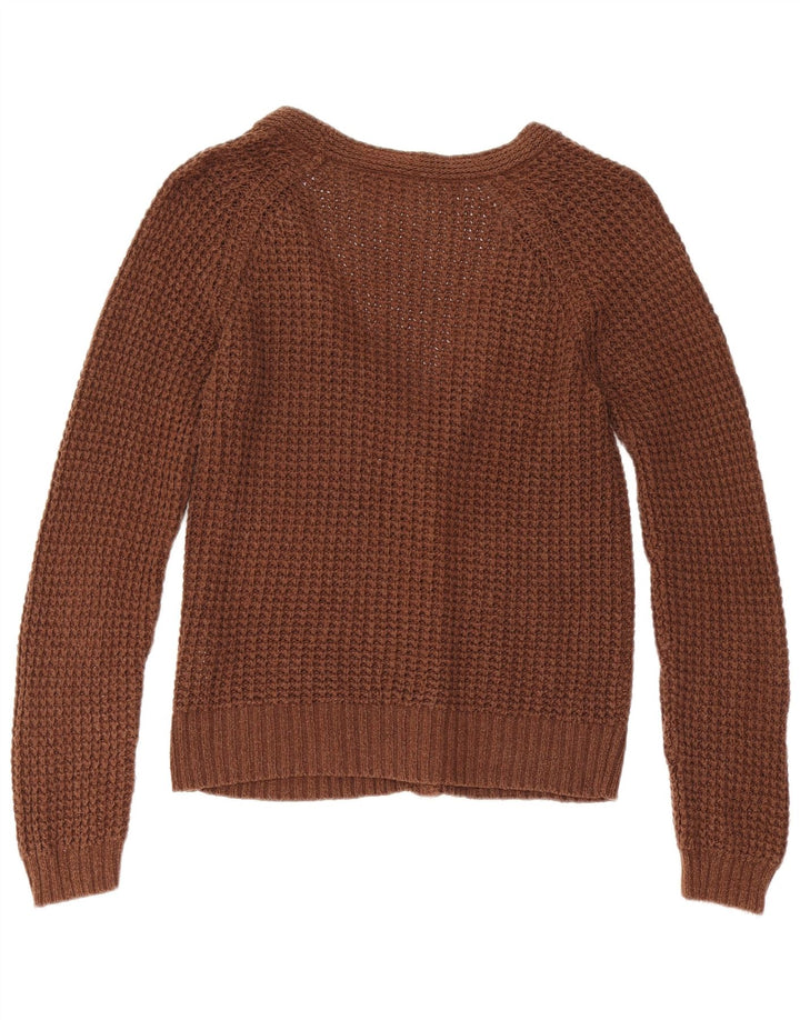 Zara Cardigan Femme Pull UK 12 Coton Marron Moyen