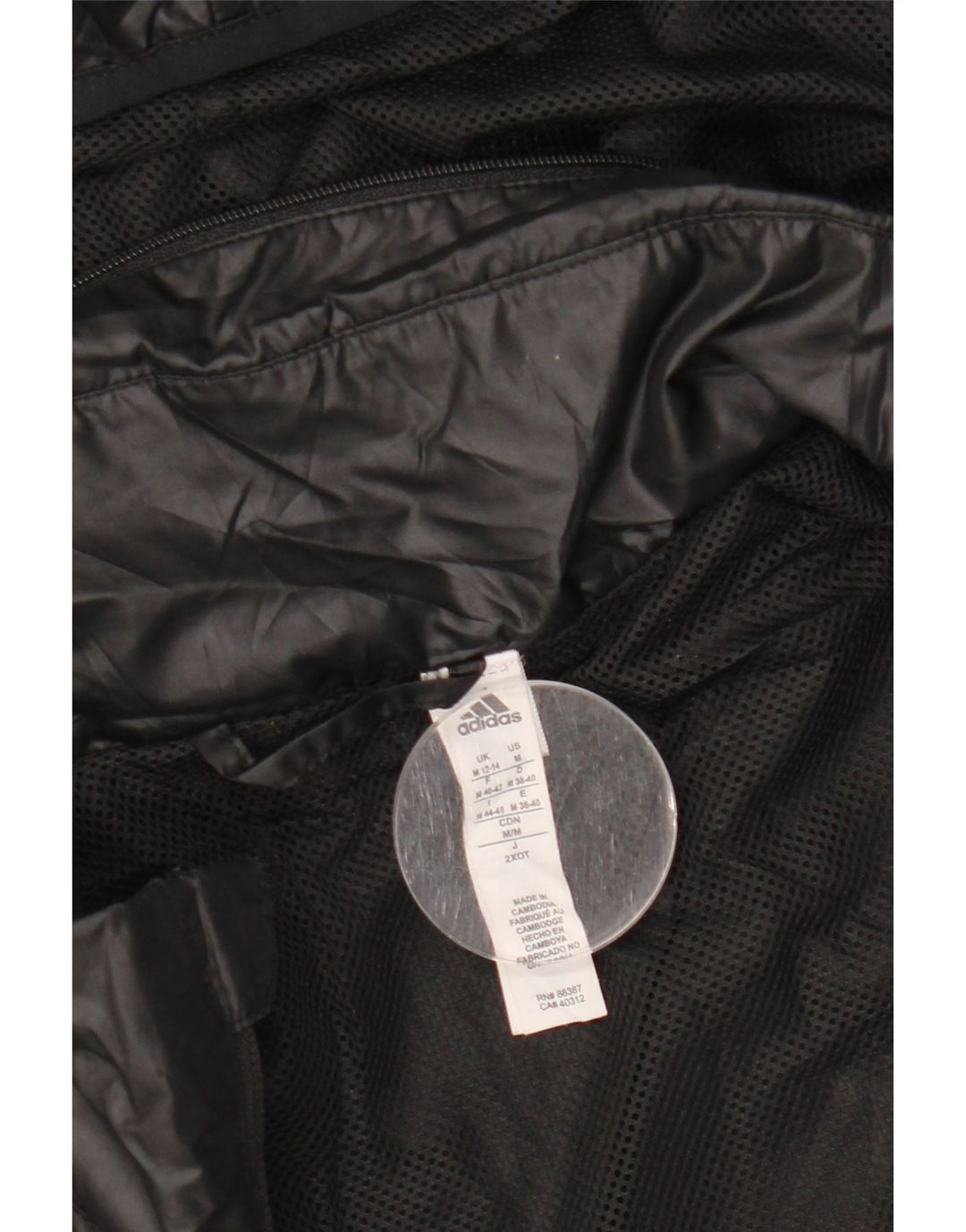 ADIDAS Veste de pluie à capuche graphique pour femme UK 12/14 Noir moyen Polyester