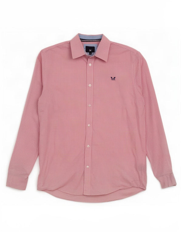 Crew Clothing Chemise classique pour homme en coton vichy rose moyen