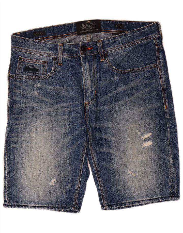 SUPERDRY Short en jean slim effet vieilli W32 pour homme en coton bleu moyen