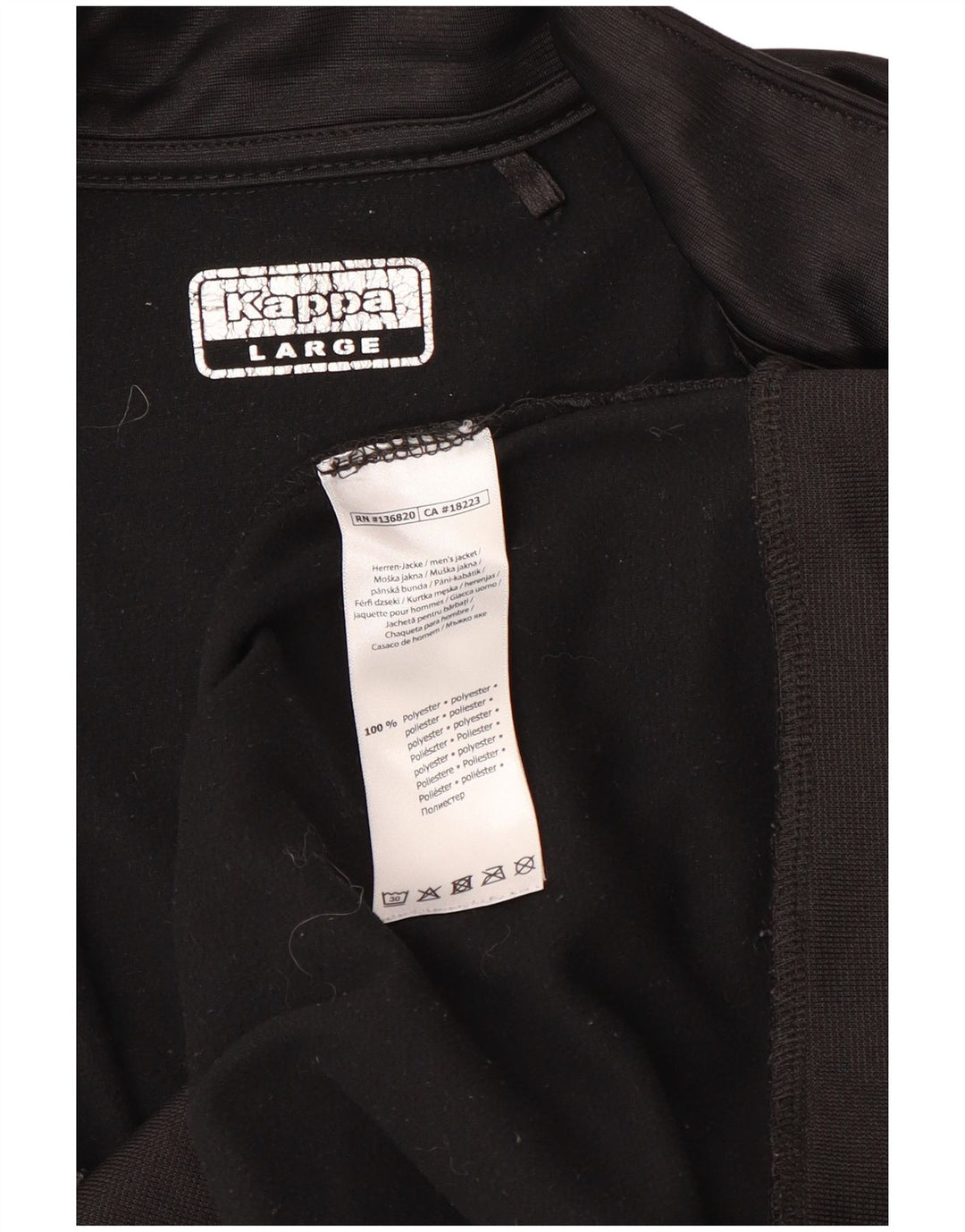 Kappa Veste de survêtement graphique pour homme Taille L en polyester noir