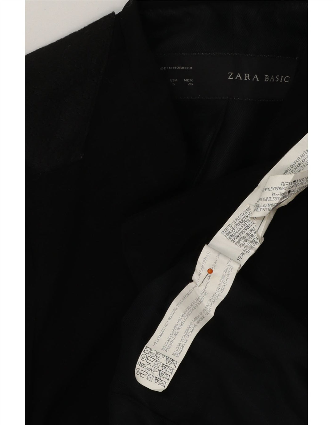 ZARA Femme Veste Blazer Ouverte Longue UK 10 Petit Acétate Noir