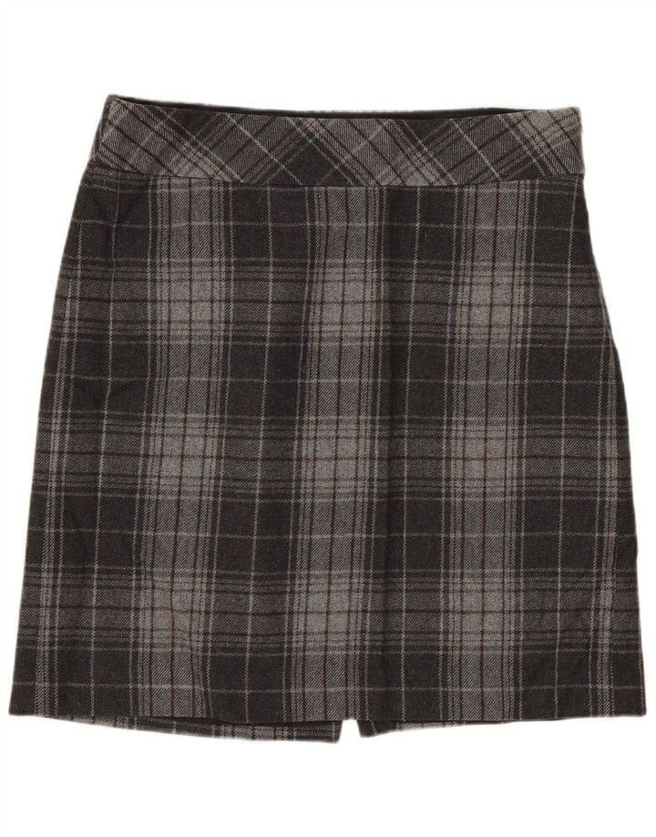 EDDIE BAUER Mini jupe femme US 8 Medium W32 laine à carreaux gris