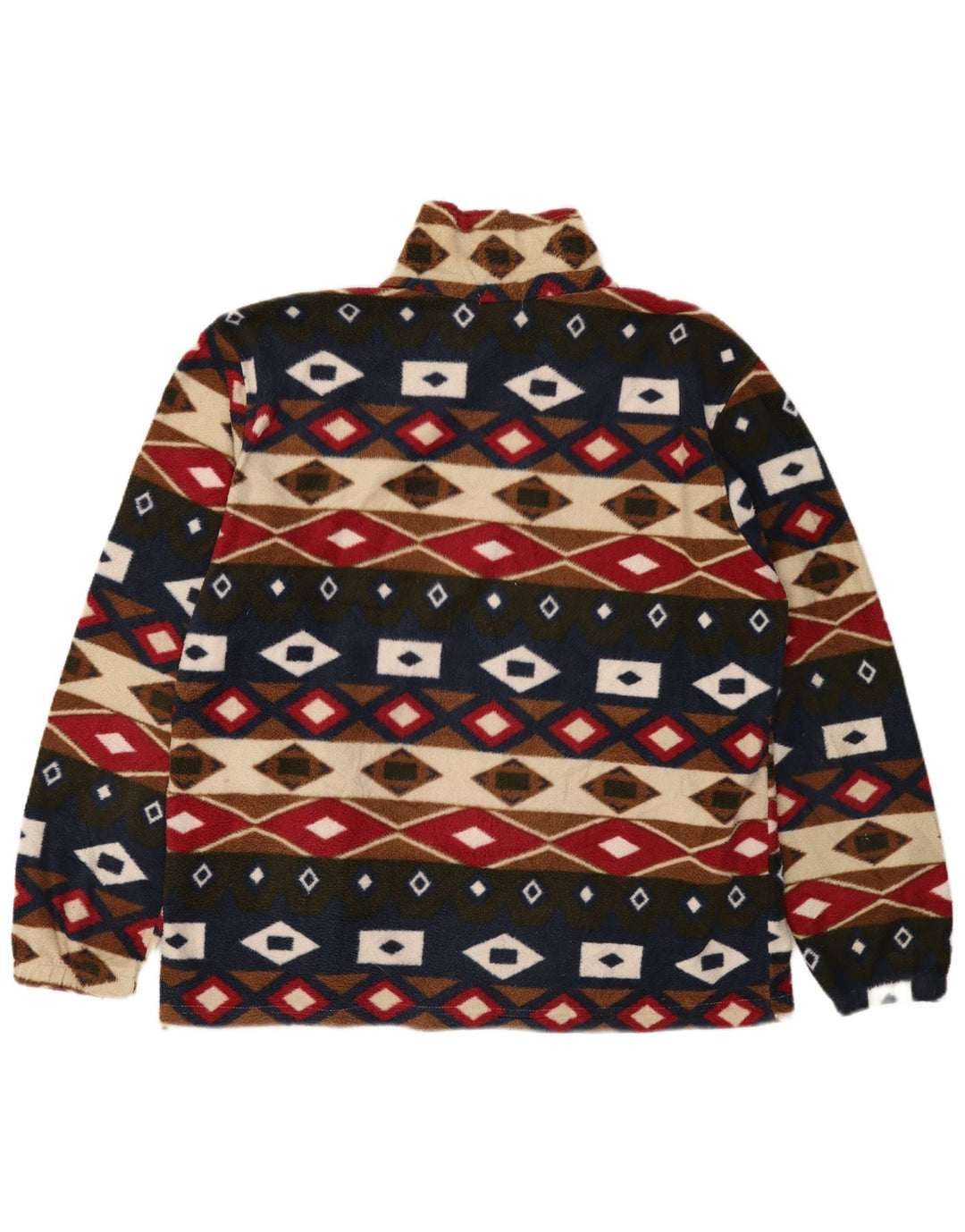 VINTAGE Veste polaire surdimensionnée femme UK 16 Grand géométrique multicolore