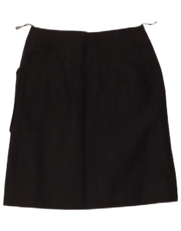 Vintage Womens High Waist A-Line Skirt IT 42 Medium W26 Black