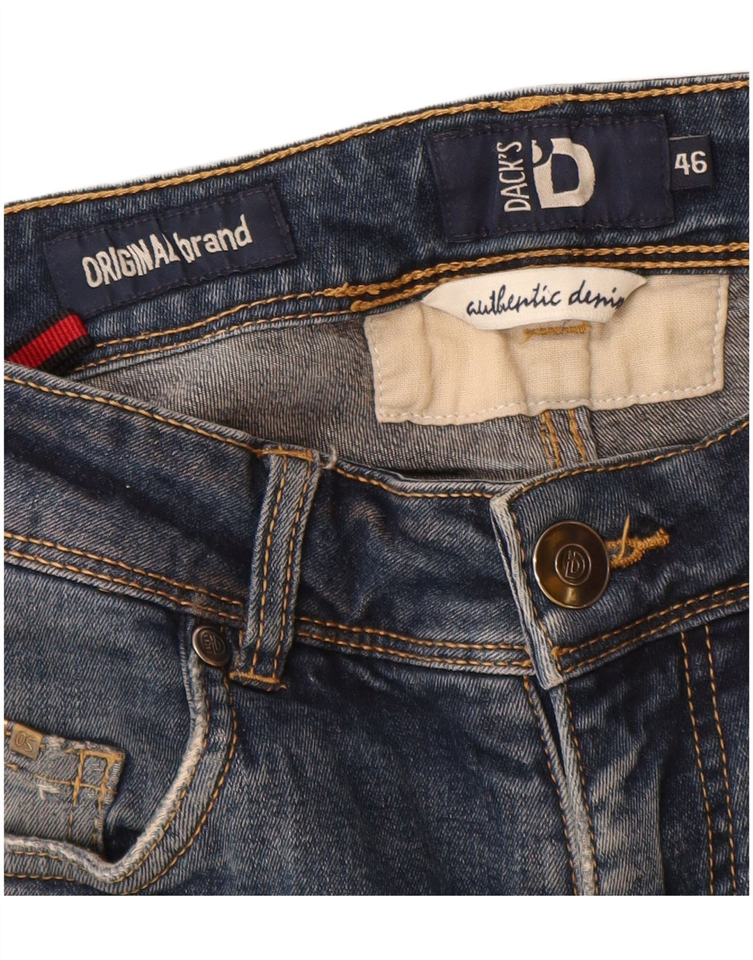 Dack's Jean slim effet vieilli pour femme IT 46 Large W30 L29 Bleu Coton