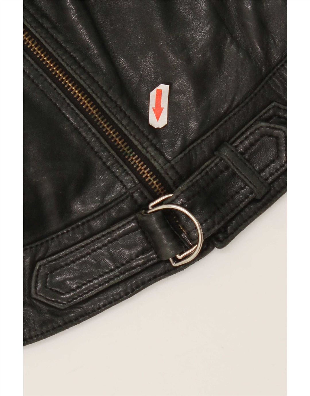 Massimo Dutti Veste de motard en cuir pour femme UK 10 Petit Noir