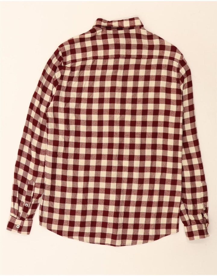 Zara Chemise en flanelle coupe décontractée pour hommes à carreaux bordeaux moyen