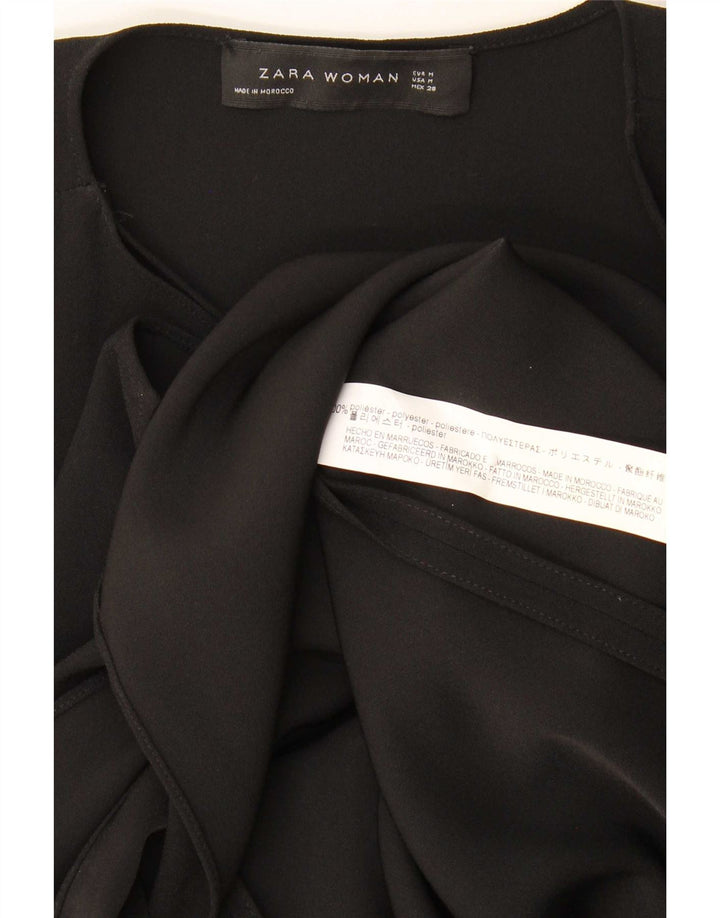 Zara Robe portefeuille sans manches pour femme UK 12 Polyester noir moyen