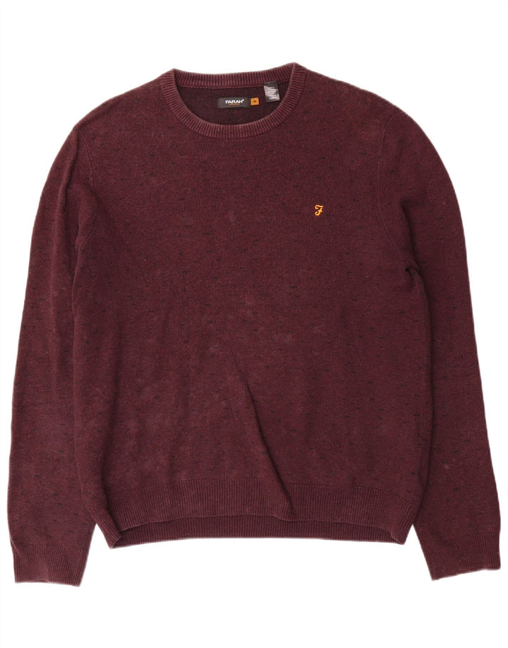 Farah Pull à col rond pour homme en coton marron moyen