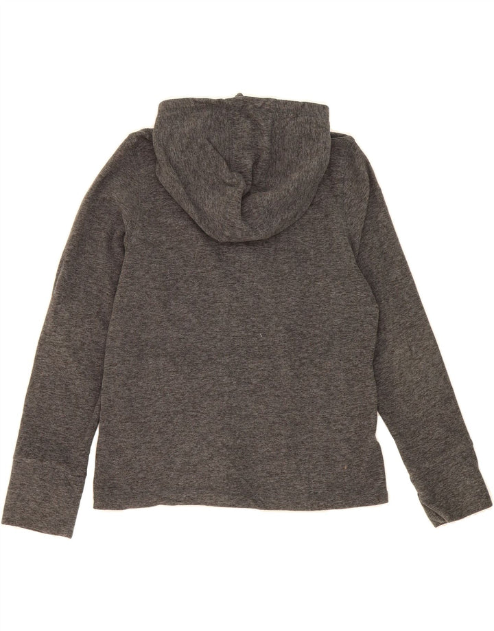 CALVIN KLEIN Womens Graphic Zip Hoodie Sweater UK 14 Medium Grey Polyester Vintage Calvin Klein and Second-Hand Calvin Klein from Messina Hembry 