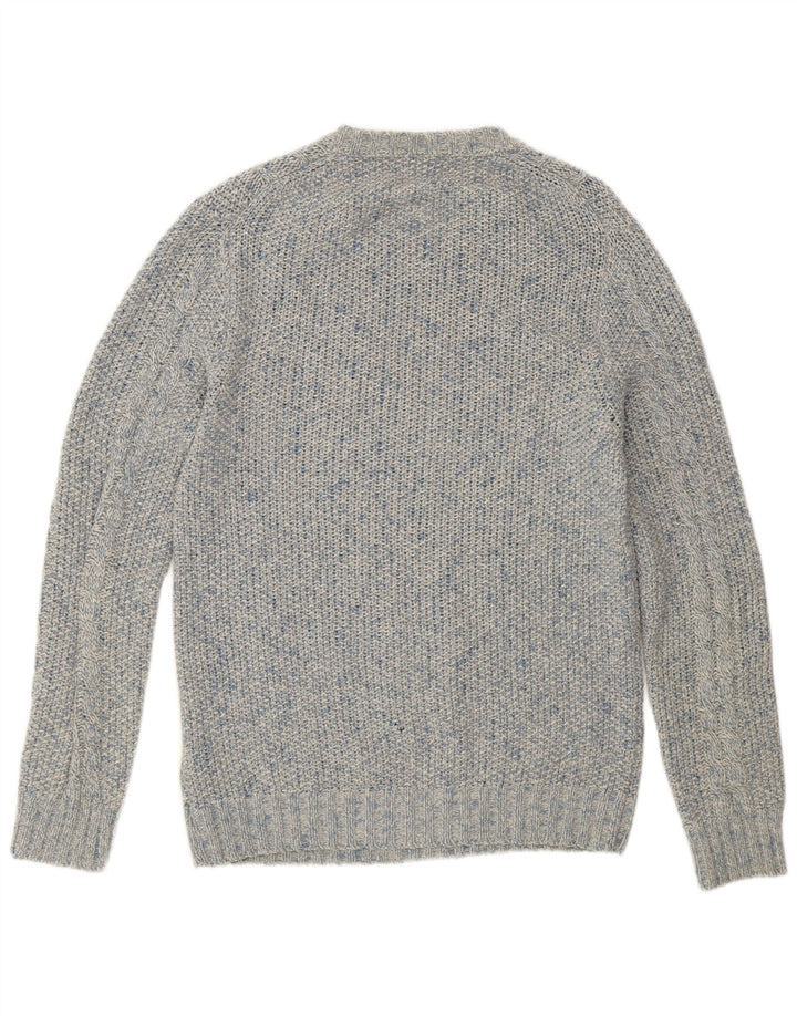 Massimo Dutti Pull à col rond pour homme en laine mouchetée bleue